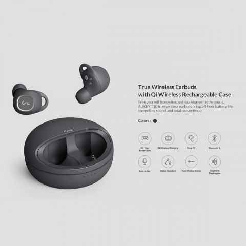 EP-T10 True Wireless TWS słuchawki bezprzewodowe Bluetooth 5 | wodoodporne IPX5 | dotykowe | 28h pracy | 10mm przetwornik | łado
