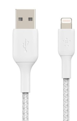 Kabel Braided USB- Lightning 15cm biały