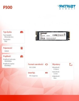 Dysk SSD P300 128GB M.2 PCIe Gen 3 x4 1600/600