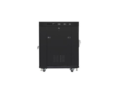 Szafa instalacyjna rack stojąca 19 15U 600x800 czarna, drzwi szklane lcd (flat pack)