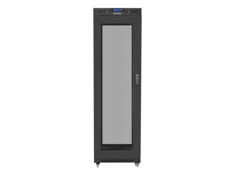 Szafa instalacyjna rack stojąca 19 42U 600x800 czarna, drzwi perforowane lcd (flat pack)