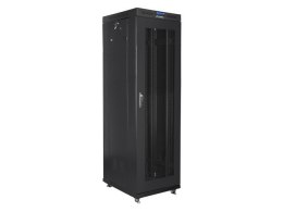 Szafa instalacyjna rack stojąca 19 42U 600x800 czarna, drzwi perforowane lcd (flat pack)