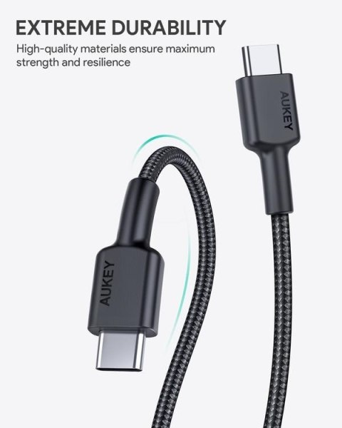 CB-CC2 OEM kabel USB-C - USB-C 2m 60W PD 3A 20V nylonowy oplot czarny