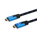 Kabel HDMI (M) v2.1, 3m, 8K, miedź, niebiesko-czarny, złote końcówki, ethernet/3D, CL-143