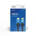 Kabel HDMI (M) v2.1, 3m, 8K, miedź, niebiesko-czarny, złote końcówki, ethernet/3D, CL-143