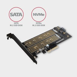 PCEM2-D Adapter wewnętrzny PCIe x4, 1x M.2 NVMe M-key + 1x SATA B-key slot, SP & LP