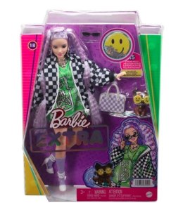 Lalka Barbie Extra Kurtka szachownica jasnoróżowe włosy