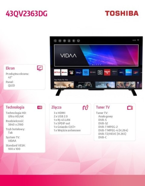 Telewizor QLED 43 cale 43QV2363DG