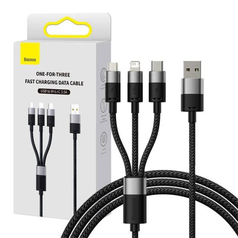 Kabel szybkiego ładowania Baseus StarSpeed USB do M+L+C 3.5A 0.6M(BLack)