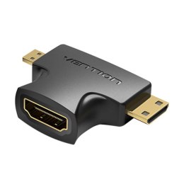 Adapter 2w1 HDMI do Micro/Mini HDMI Vention AGFB0 4K 30Hz (czarny)