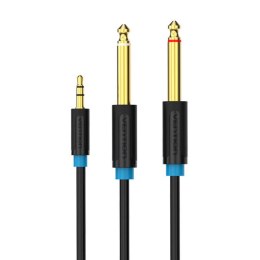 Kabel audio 3,5mm TRS do 2x 6,35mm Vention BACBH 2m czarny