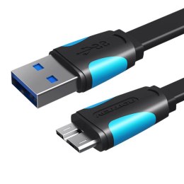 Płaski kabel USB 3.0 A do Micro B Vention VAS-A12-B150 1,5m czarny