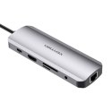 Stacja dokująca z USB-C do HDMI, USB-C, 2x USB3.0, RJ45, SD, TF, TRRS 3,5mm, PD 0,15m Vention TOMHB (szary)