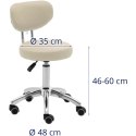 Krzesło kosmetyczne obrotowe z oparciem na kółkach 46-60 cm ASCONA - ciemny beż