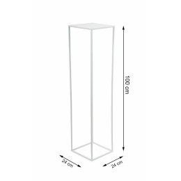 Biały nowoczesny kwietnik stojący 100 cm Wykonany z metalu, prosty i stylowy stojak na kwiatki w kolorze biały