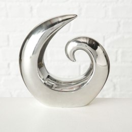 Figurka dekoracyjna srebrna 20 cm Wykonana z ceramiki, w kolorze srebrnym, styl glamour