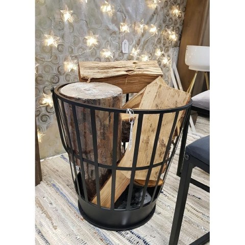Kosz na drewno kominkowe okrągły Metalowy kosz na drewno do kominka z uchwytem do przenoszenia lub zawieszenia o wymiarach: 38x3