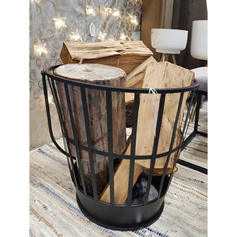 Kosz na drewno kominkowe okrągły Metalowy kosz na drewno do kominka z uchwytem do przenoszenia lub zawieszenia o wymiarach: 38x3