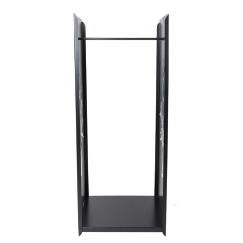 Kosz na drewno z wyciętym wzorem Drzewo Wykonany z metalu, bogato zdobiony, kolor czarny