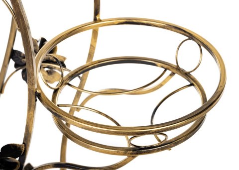 Kwietnik Fala na trzy donice metalowy Wykonany z metalu, solidny stojak na doniczki solidny i wytrzymały w kolorze czarno złotym