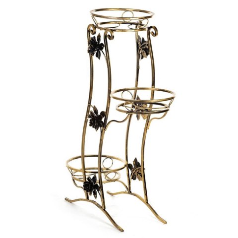 Kwietnik Fala na trzy donice metalowy Wykonany z metalu, solidny stojak na doniczki solidny i wytrzymały w kolorze czarno złotym