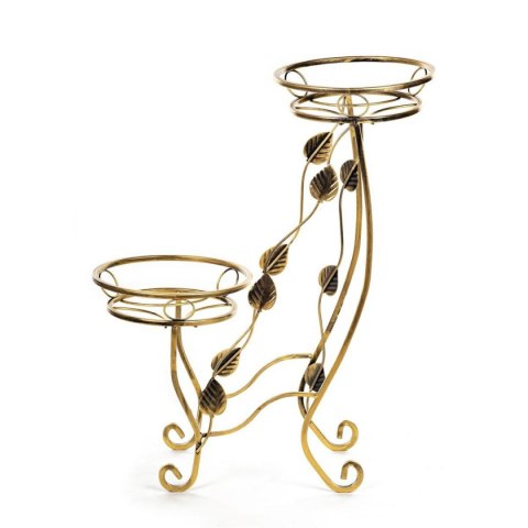 Kwietnik metalowy na dwie donice Julyan Wykonany z metalu, solidny stojak na doniczki solidny i wytrzymały w kolorze czarno złot