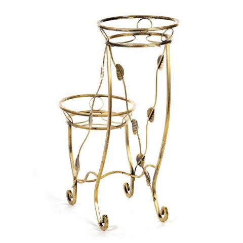 Kwietnik metalowy na dwie donice Julyan Wykonany z metalu, solidny stojak na doniczki solidny i wytrzymały w kolorze czarno złot