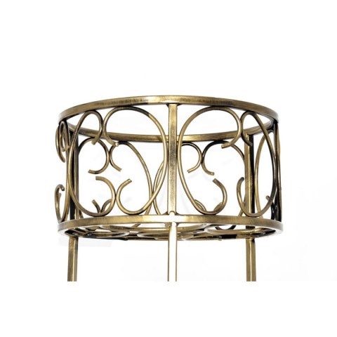 Kwietnik metalowy na jedną donicę Dickon, Wykonany z metalu, elegancki stojak na kwiaty w kolorze czarny patynowany na złoto