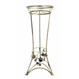 Kwietnik metalowy na jedną donicę Sibyl Wykonany z metalu, stylowy stojak na kwiaty w kolorze czarno złotym