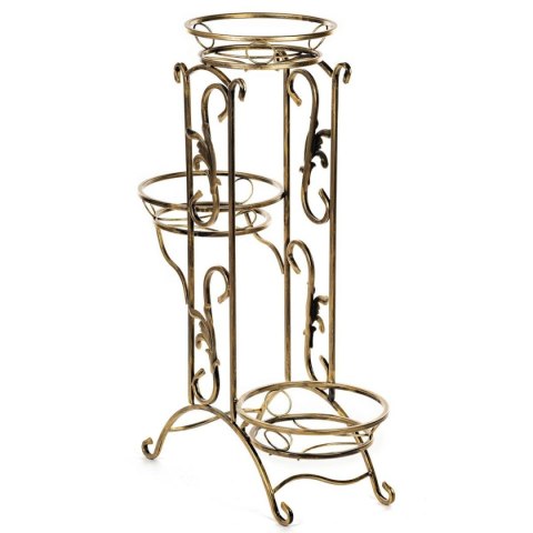 Kwietnik metalowy na trzy donice CherylWykonany z metalu, stylowy i odporny stojak na kwiaty na 3 doniczki