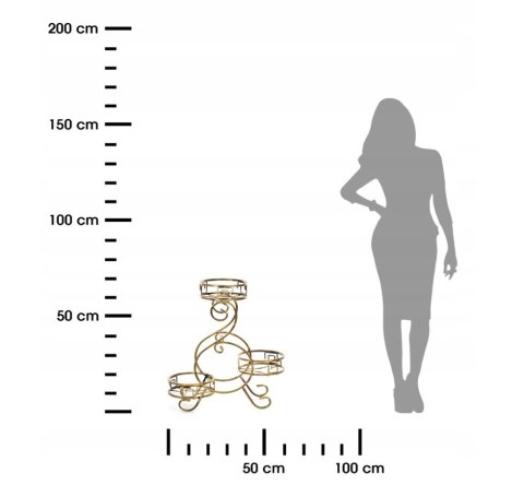 Kwietnik metalowy na trzy donice Dwight Wykonany z metalu, solidny i modny stojak na kwiaty w kolorze czarnym w patynie złotej