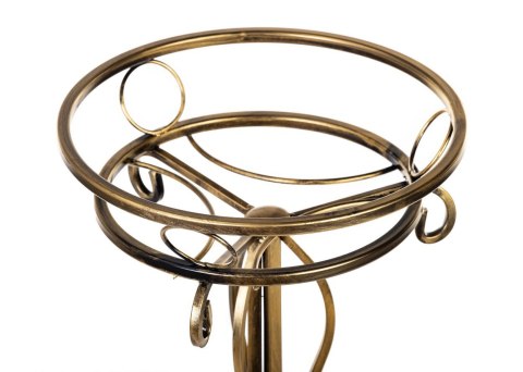 Kwietnik metalowy ozdobiony różami 95 cm Wykonany z metalu, solidny stojak na jedną donicę, kolor czarny w patynie złotej