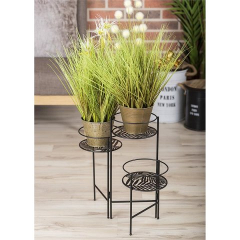 Kwietnik metalowy stojący na 3 kwiaty Stojak metalowy na kwiaty w kolorze czarnym, składany, do wnętrz, na balkon, taras o wymia