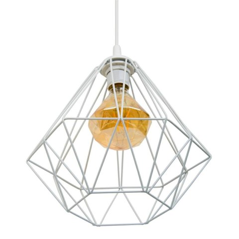 Lampa geometryczna Diamond biała 25 cm Wykonana z metalu, nowoczesny design, dł. przewodu 90 cm, gwint E27, zasilanie 230V