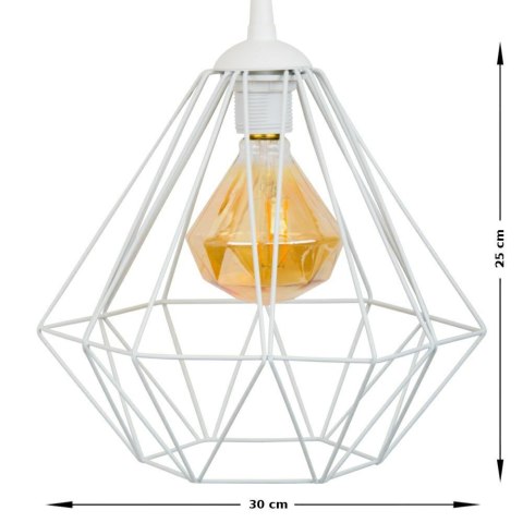 Lampa geometryczna Diamond biała 25 cm Wykonana z metalu, nowoczesny design, dł. przewodu 90 cm, gwint E27, zasilanie 230V