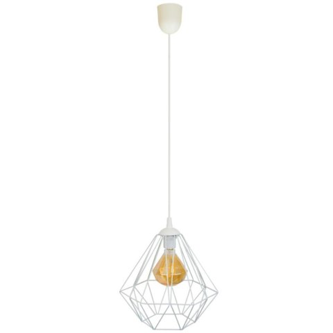 Lampa geometryczna Diamond biała 25 cm Wykonana z metalu, nowoczesny design, dł. przewodu 90 cm, gwint E27, zasilanie 230V