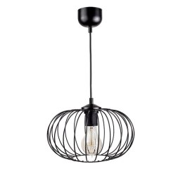 Lampa wisząca druciana 26 cm czarna Druciana lampa w kształcie elipsoidy, lakierowana na czarno. Wysokość max. 90 cm, średnica 2