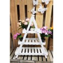Regał drewniany drabina 3 poziomy biały Stojak drewniany pełniący funkcję regału lub stojaka na kwiaty o wymiarach: 68x57x24 cm