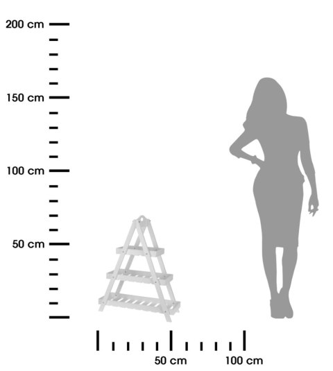 Regał drewniany drabina 3 poziomy biały Stojak drewniany pełniący funkcję regału lub stojaka na kwiaty o wymiarach: 68x57x24 cm