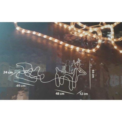 Renifer z saniami 324 lampki zewnętrzny Ozdoba świąteczna w postaci renifera z zaprzęgiem wykonana z metalu, opleciona wężem świ