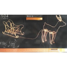 Renifer z saniami 504 led zewnętrzny Ozdoba świąteczna w postaci renifera wykonana z metalu, opleciona wężem z lampkami 504 led,