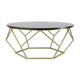 Stolik kawowy Diamond 90 cm złoto czarny Stolik w kolorze złotym, blat wykonany z płyty MDF w kolorze czarnym, wysokość 41,5 cm,