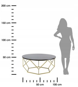 Stolik kawowy Diamond 90 cm złoto czarny Stolik w kolorze złotym, blat wykonany z płyty MDF w kolorze czarnym, wysokość 41,5 cm,