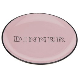 Talerz obiadowy Dinner beżowo różowy Wykonany z ceramiki, okrągły, o wymiarach 30x3 cm