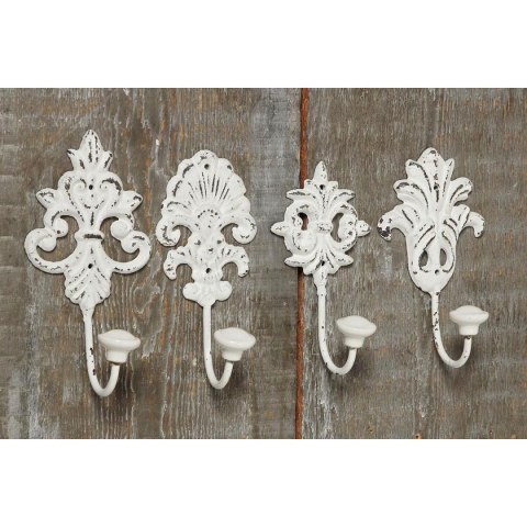 Wieszak ścienny Ivy, biały - wzór 2 metalowy, wysokość 16cm, szerokość 7,5 cm