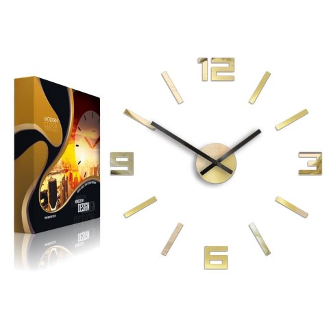 Zegar Arabic lustro złote 50 cm Naklejany zegar, lustro, cichy mechanizm, średnica 50 cm