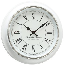 Zegar ścienny Yella 40 cm Rama wykonana z tworzywa sztucznego w kolorze białym, ponadczasowy design, czarne wskazówki
