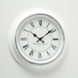 Zegar ścienny Yella 40 cm Rama wykonana z tworzywa sztucznego w kolorze białym, ponadczasowy design, czarne wskazówki