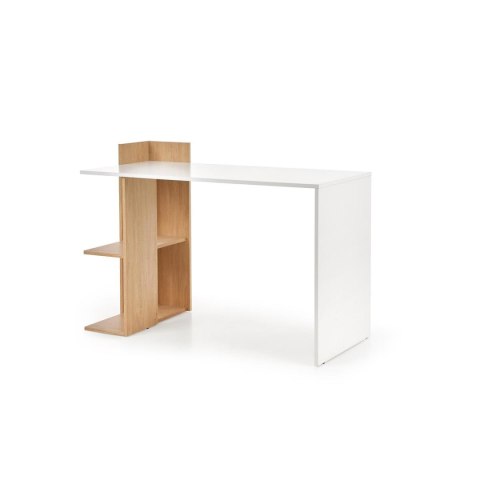 Biurko młodzieżowe Fino dąb złoty Wykonane z płyty laminowanej w kolorze dąb złoty i białym, z półkami, w stylu nowoczesnym