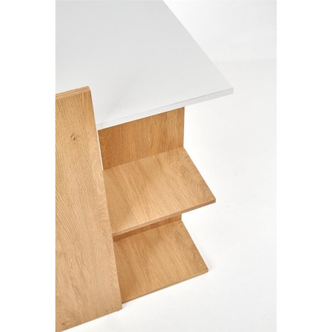 Biurko młodzieżowe Fino dąb złoty Wykonane z płyty laminowanej w kolorze dąb złoty i białym, z półkami, w stylu nowoczesnym